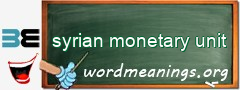 WordMeaning blackboard for syrian monetary unit